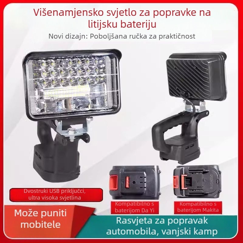 Prijenosna LED radna svjetiljka s litijskom baterijom za Dayi Makita 21V, vanjska, visoke svjetline