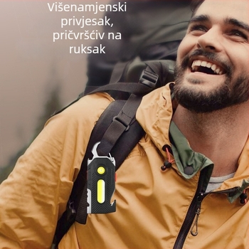 Višenamjenska punjiva LED lampica za nuždu s karabinerom za ključeve, COB LED visoke svjetline, za vanjsku upotrebu i kampiranje