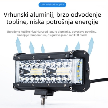 25W LED radna svjetiljka automobila, 7-inčni pravokutni LED reflektor za off-road vozila, prednji branik i krovsko osvjetljenje