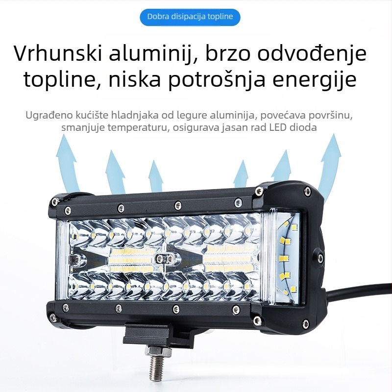 25W LED radna svjetiljka automobila, 7-inčni pravokutni LED reflektor za off-road vozila, prednji branik i krovsko osvjetljenje