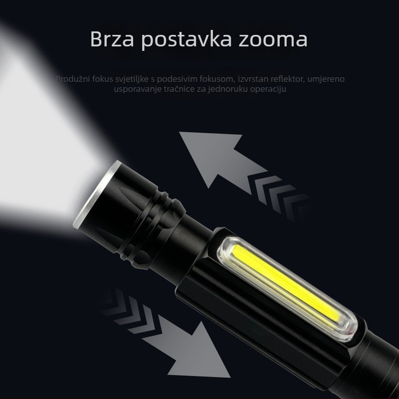 Napajana LED radna svjetiljka s jakim magnetom za popravke automobila, 360° rotacija, kućište od aluminijskog legura, baterija 1200mAh, snaga 10W, doseg 100–200 m