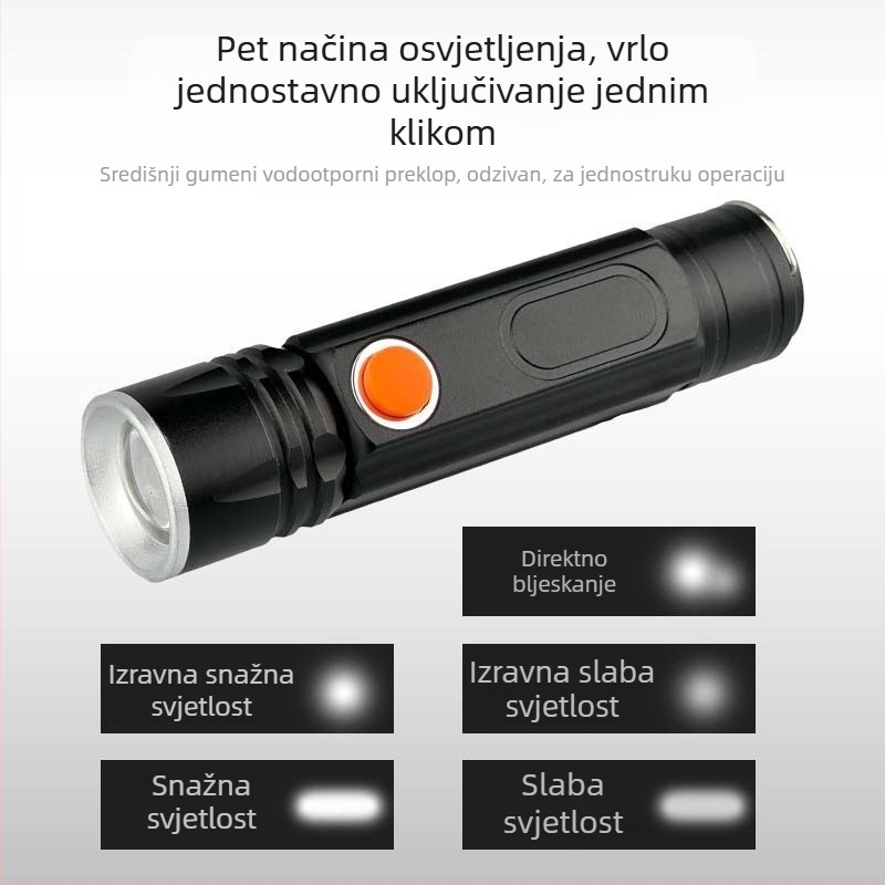 Napajana LED radna svjetiljka s jakim magnetom za popravke automobila, 360° rotacija, kućište od aluminijskog legura, baterija 1200mAh, snaga 10W, doseg 100–200 m