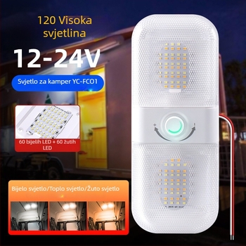 LED svjetlo za čitanje u kabini RV-a i kamiona – mekana svjetlost, kampersko osvjetljenje, model FC01, 12–24V, 10W