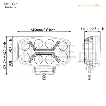 LED reflektor visokog snopa za kamione i prikolice – 100W, 10-30V, model T-W2081, aluminij / nehrđajući čelik