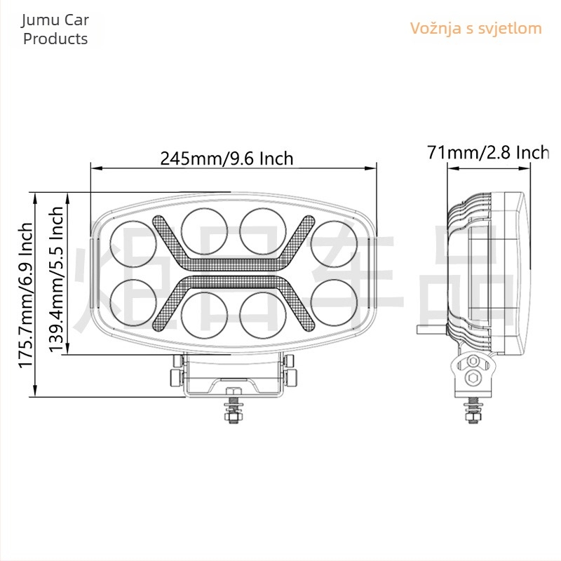 LED reflektor visokog snopa za kamione i prikolice – 100W, 10-30V, model T-W2081, aluminij / nehrđajući čelik