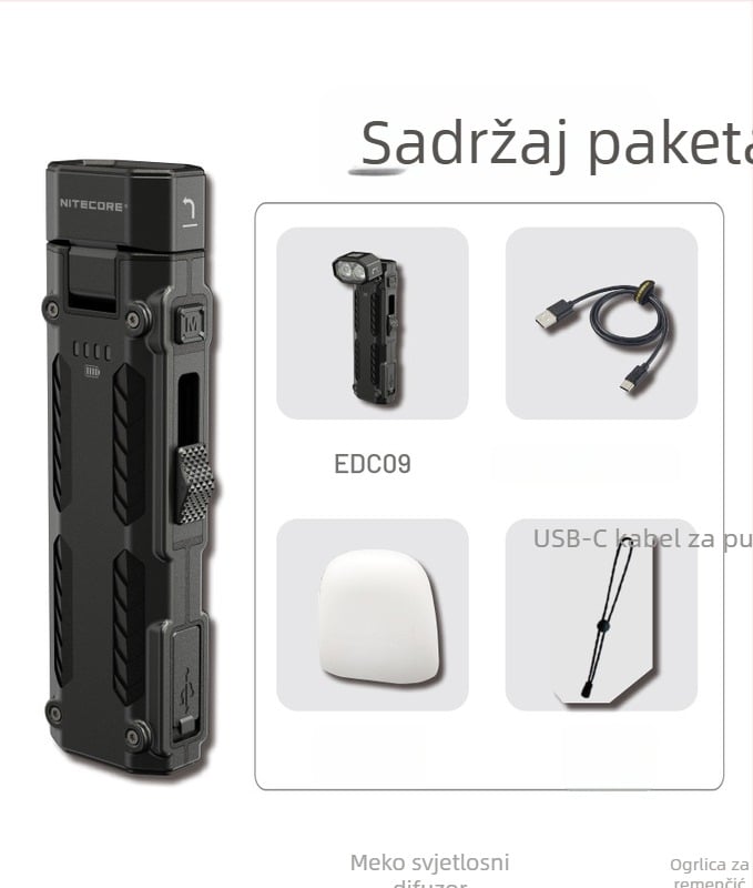 Kompaktna LED svjetiljka Knight Cole EDC09: višestruka temperatura svjetla, izravno punjenje, 1100 mAh, IPX-6, aluminijsko kućište