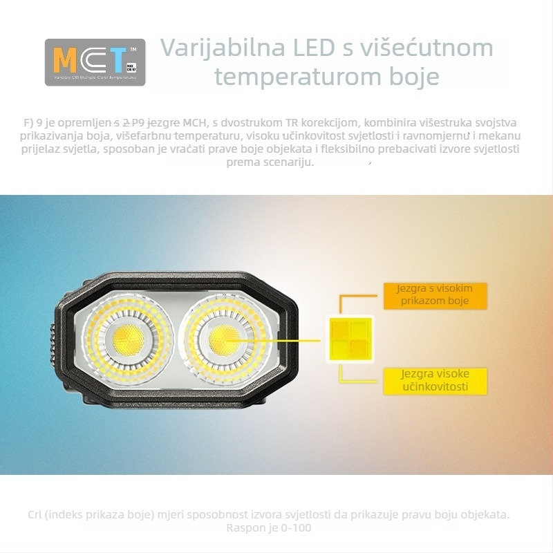 Kompaktna LED svjetiljka Knight Cole EDC09: višestruka temperatura svjetla, izravno punjenje, 1100 mAh, IPX-6, aluminijsko kućište