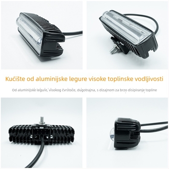 LED lampica upozorenja za viljuškar, 18W, 12-80V, aluminijsko kućište, 9 LED dioda, kompatibilna s univerzalnim modelima i viljušarima