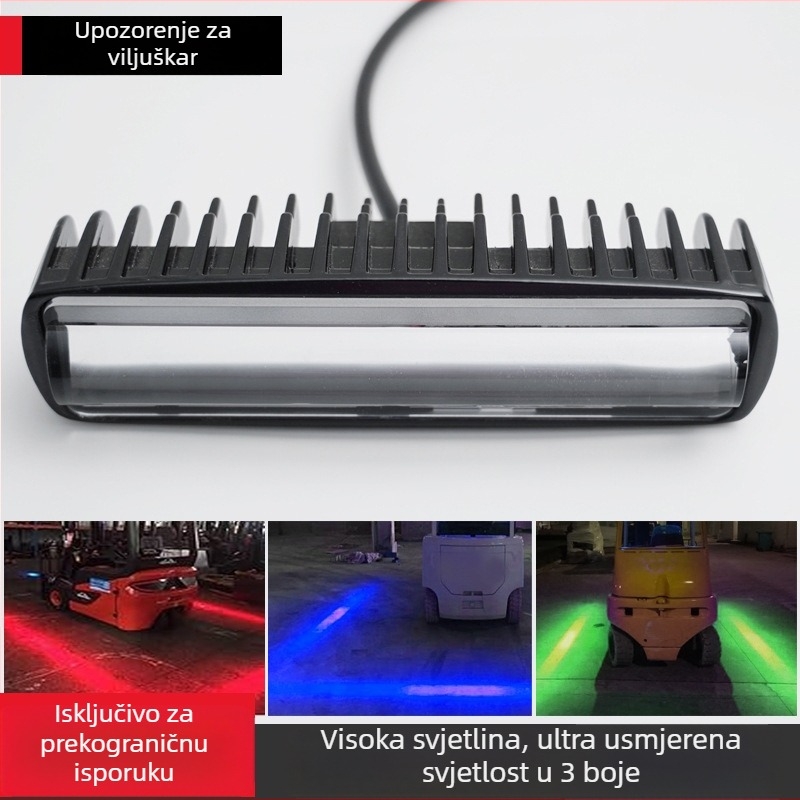 LED lampica upozorenja za viljuškar, 18W, 12-80V, aluminijsko kućište, 9 LED dioda, kompatibilna s univerzalnim modelima i viljušarima
