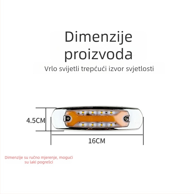 LED bočna svjetla za kamion, model ZQ-BD-104, 12–24V, materijal: plastika, kompatibilan s kamionima, prikolicama i poluprikolicama