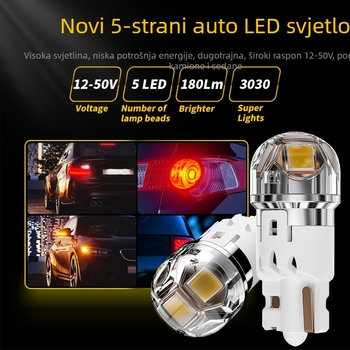 LED T10-5SMD-3030emc žarulja, 12-50V, 1.2W, 160LM