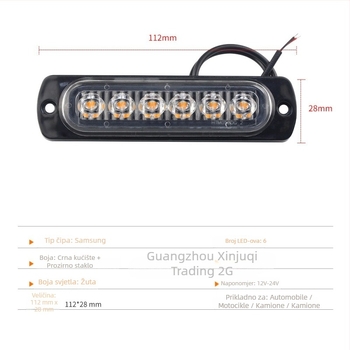 6-LED duga bočna svjetla, 12-24V, ABS kućište, 2835 LED, model I-cl-6led