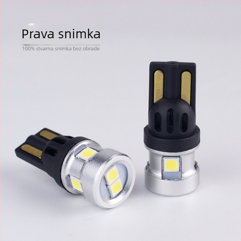 T10-6-3030 LED unutarnje osvjetljenje vozila, ultra kratko, visoka svjetlost, 6000–6500K, 3W, 400 lm, DC 10–50V, aluminijsko kućište