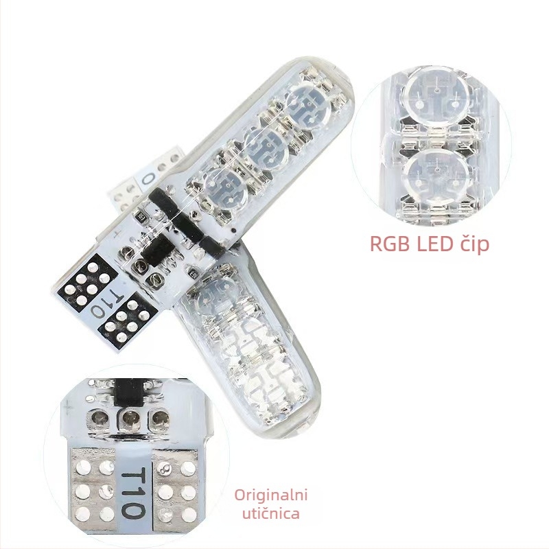 Automobilska LED svjetla za širinski indikator i svjetlo za registarsku pločicu, T10 5050 6SMD, daljinsko upravljanje, PCB ploča, 12V