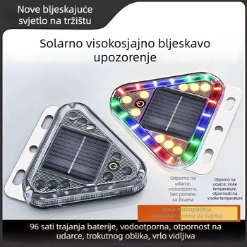 Solarsko upozoravajuće svjetlo za kamione, trokutasto LED stražnje svjetlo, bez kabeliranja, ABS kućište, 0.2W, 1.2V, 1.2A