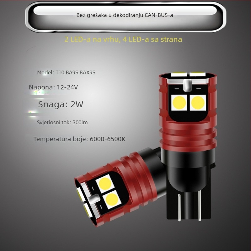 T10 LED svjetlo za registarsku tablicu, 6SMD 3030 LED, 12-30V, 2W, 180mA, trajanje 50 000 sati