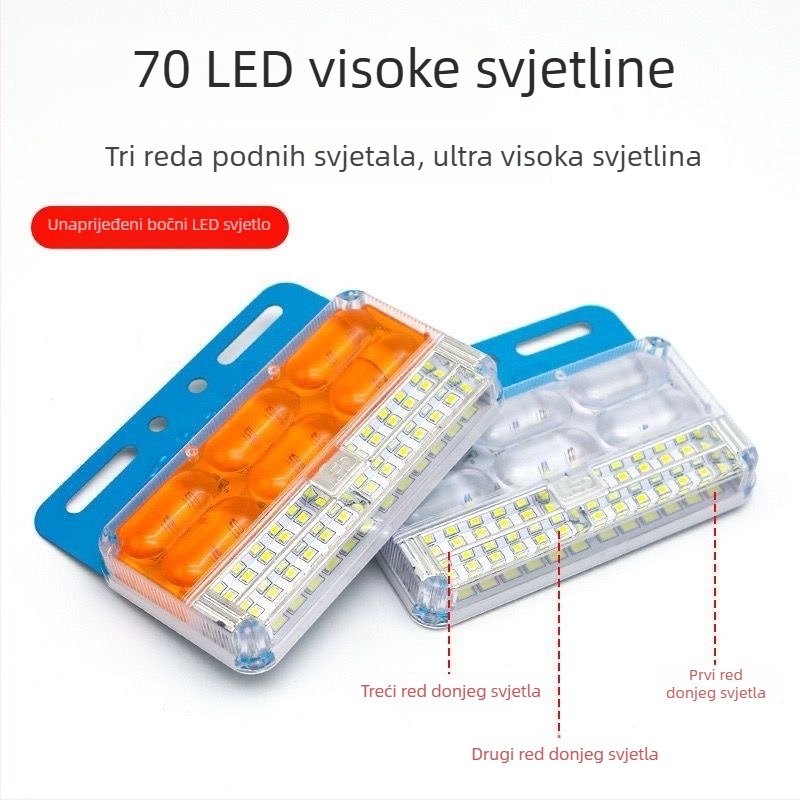 24V LED stražnje svjetlo kamiona, tri reda bočnih svjetala, vodootporno