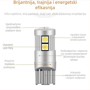 T10 LED svjetlo za automobil – široki pokazivač, 12V, 5W, LED 3030, vijek trajanja 300000 h