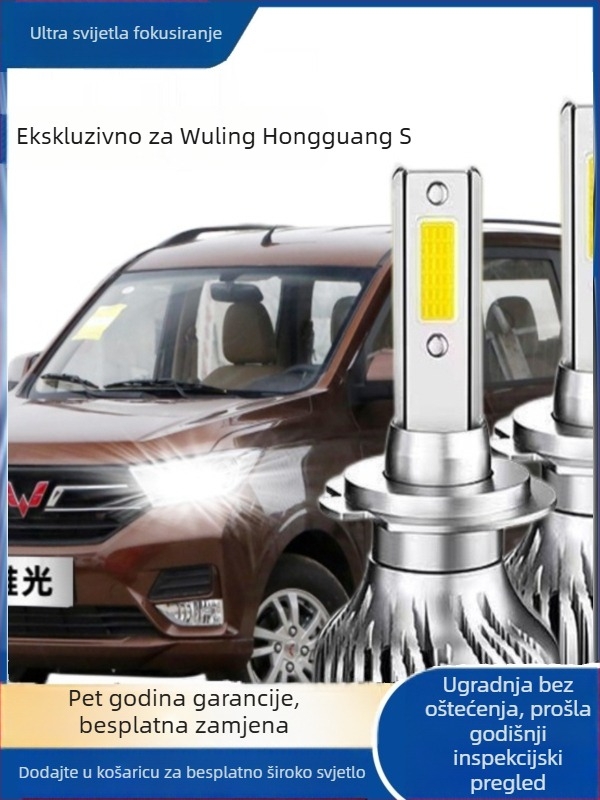 LED prednja žarulja za Wuling Hongguang S – 12V, 90–100W, 5000–6000K, visoka/niža snop, super jasan reflektor