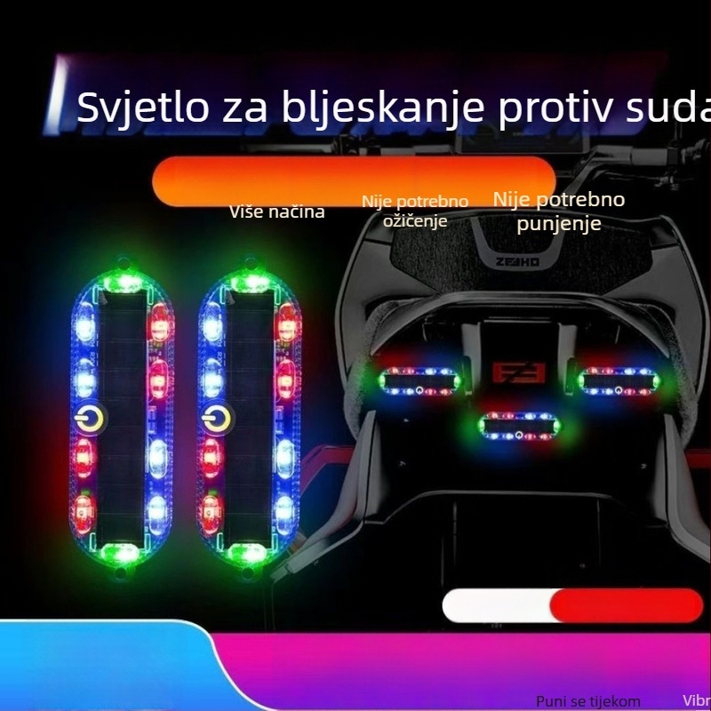 Blink LED stražnja svjetla za motocikle i električna vozila, bez kabeliranja, solarno napajanje, indikator širine, noćno sprječavanje sudara
