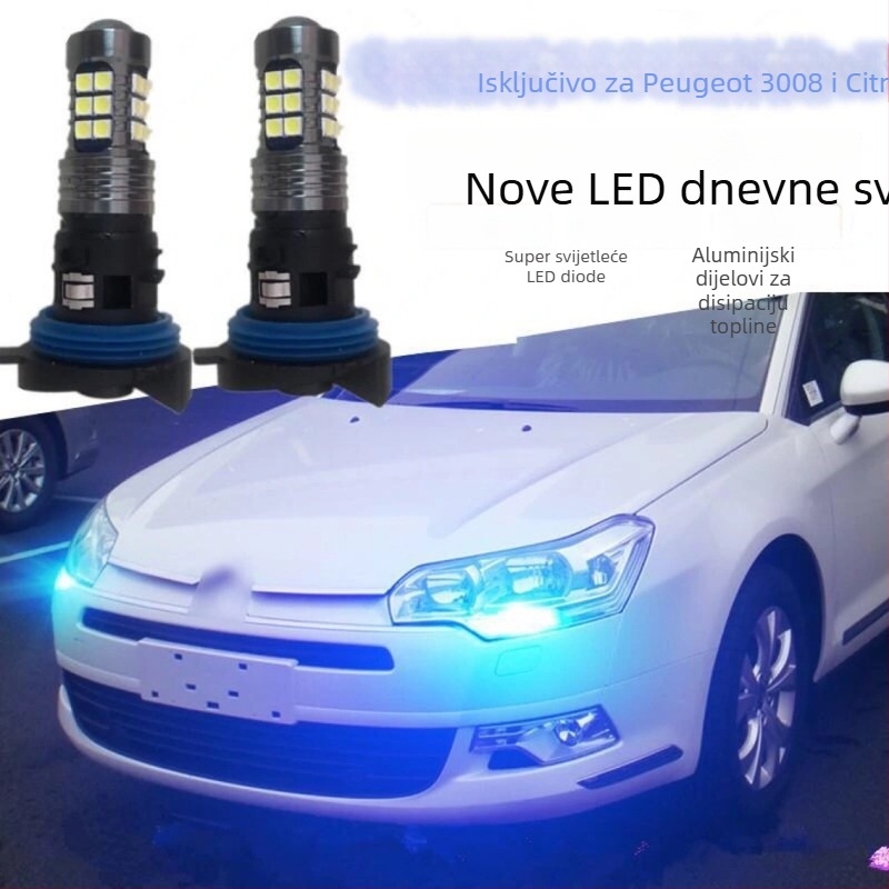 PH24W LED dnevna svjetla za Peugeot 3008 i Citroën C5 (2010–2012) – LED tipa 3030, 12V, 0.5W, 6500K