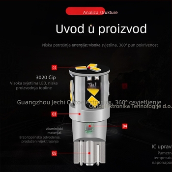 Automobilska LED svjetlost širinskog indikatora, svjetlo za čitanje i svjetlo za registracijsku pločicu – model T10 3020 11SMD, LED, 600LM, 6500K, 12–48V