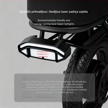 LED stražnja svjetiljka za bicikl, model D-06J, napon 36-48V, svjetlosni tok razine II, vijek trajanja 15000 sati