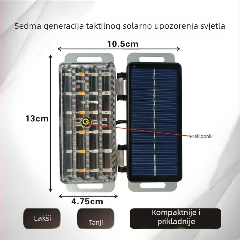 LED stražnje svjetlo za auto sa solarnom energijom, ABS kućište, sklopna solarna svjetla, univerzalna kompatibilnost