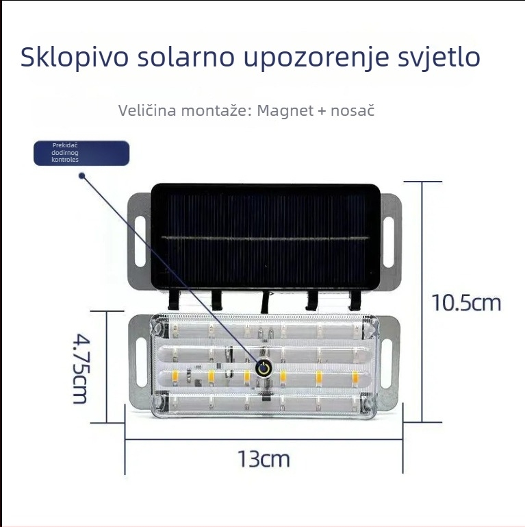 LED stražnje svjetlo za auto sa solarnom energijom, ABS kućište, sklopna solarna svjetla, univerzalna kompatibilnost