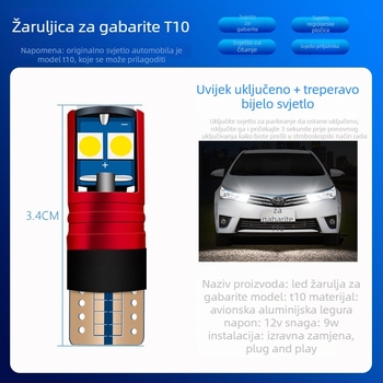 12V LED automobilna žarulja za širinski indikator i marker svjetlo – kompaktna mala žarulja lime-zlatne boje