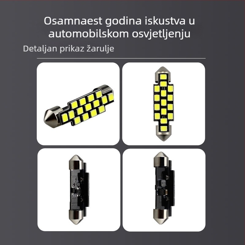 41 mm dvostruka svjetla za registarsku pločicu, svjetlo za širinu i svjetlo za čitanje, 12V–24V, T10X41-15SMD