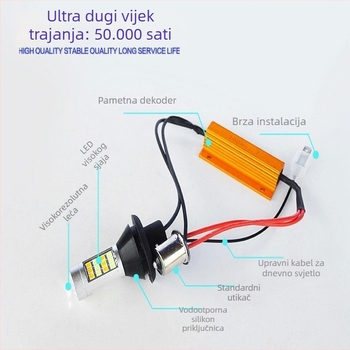 LED automobil svjetla s dvobojnim signalom skretanja i DRL-om, model 1156 T20, LED, 30W, 12V, 6000K, dekodirajući set