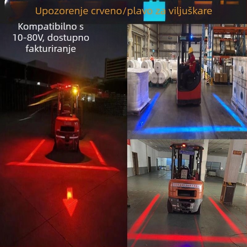 Svjetlo za zonu viljuškara s uspravnim linijskim upozorenjem i signalizacijom za vožnju unazad (LED, 20-30W, universalno 12-80V)