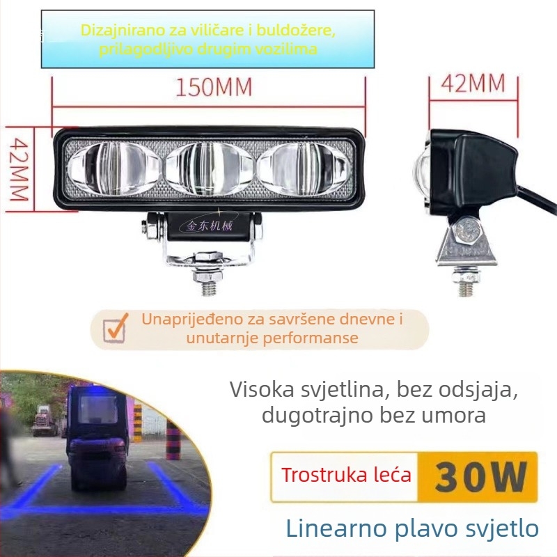 Svjetlo za zonu viljuškara s uspravnim linijskim upozorenjem i signalizacijom za vožnju unazad (LED, 20-30W, universalno 12-80V)