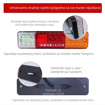 Zadnja LED svjetiljka za viljuškar, trobojna LED, 12-80V, 8W, model zs-2002, vijek trajanja 10000h