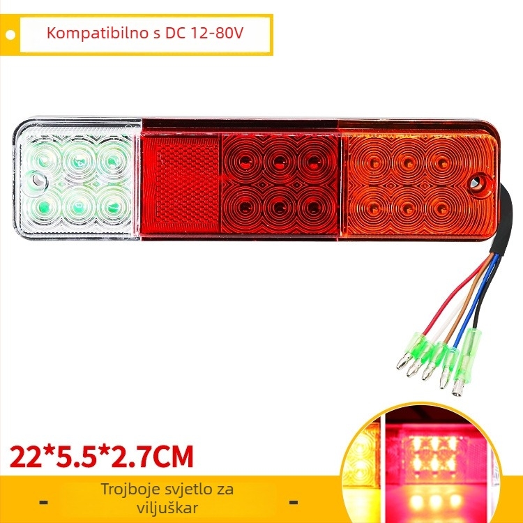 Zadnja LED svjetiljka za viljuškar, trobojna LED, 12-80V, 8W, model zs-2002, vijek trajanja 10000h