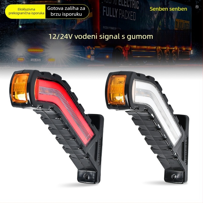 Tri-strano LED bočno svjetlo za kamione, 12-24V, 2W, 3500 lm, IP60, gumeni zakrivljeni svjetlosni modul