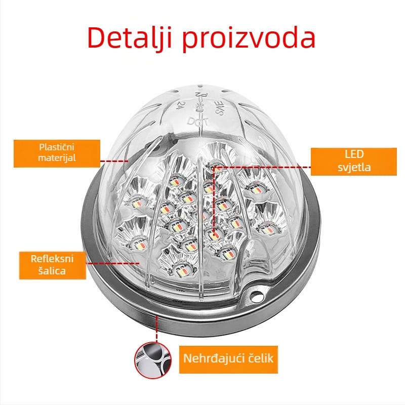 Kamionsko bočno svjetlo u obliku lubenice – 12W, 12V, 3528 SMD, ABS+PC