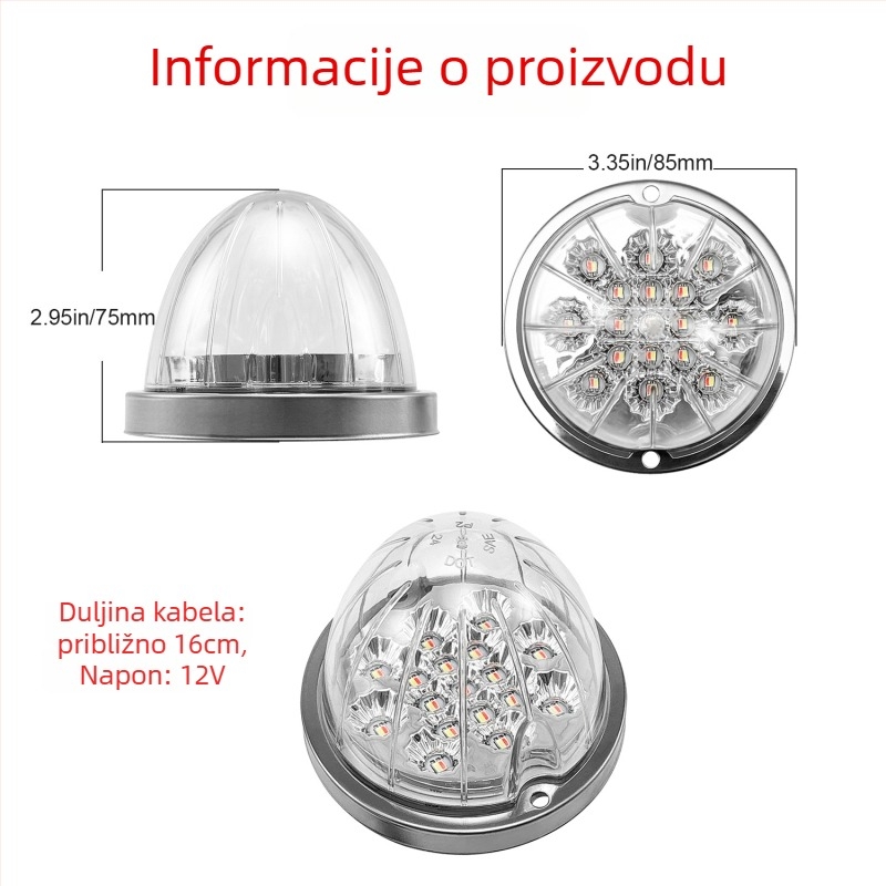 Kamionsko bočno svjetlo u obliku lubenice – 12W, 12V, 3528 SMD, ABS+PC