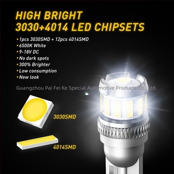 T10 LED žarulja za auto: širinska svjetla, unutarnje svjetlo za čitanje i svjetlo prtljažnika; LED 4014+3030, 6000–7000K, 10–30V, 209 lm