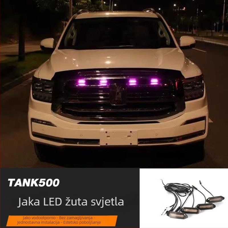 Tank 500 prednja rešetka sa žutim LED dnevnim svjetlom — dekorativno ambijentalno svjetlo, instalacija bez oštećenja