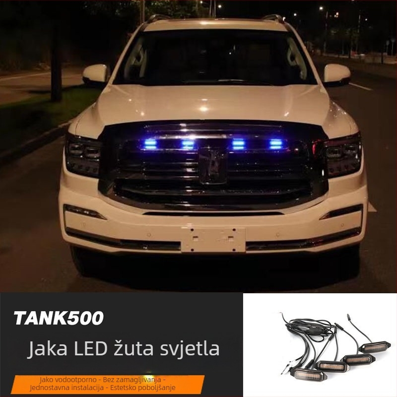 Tank 500 prednja rešetka sa žutim LED dnevnim svjetlom — dekorativno ambijentalno svjetlo, instalacija bez oštećenja