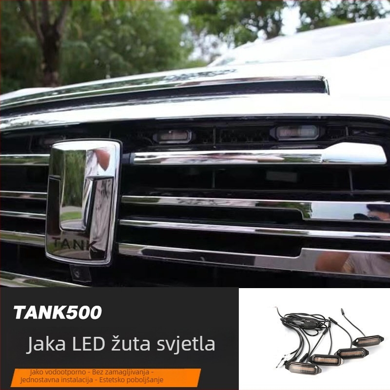 Tank 500 prednja rešetka sa žutim LED dnevnim svjetlom — dekorativno ambijentalno svjetlo, instalacija bez oštećenja