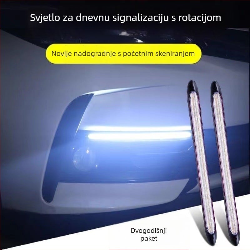 LED dnevna svjetla za automobil s trobojnim strujnim efektom i signalom za skretanje — B Series Soft Rubber Daylight, 12V, 12W, vijek trajanja 50.000 sati