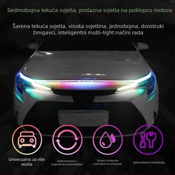Ambijentalno osvjetljenje haube automobila sa šarenim prelijevanjem, integriranim pokazivačem i dnevnim LED svjetlom