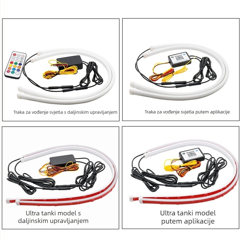 Automobilska LED prednja svjetla s dnevnim svjetlom, šareni voditelj svjetla, dvobojni efekt tekućeg svjetla, s pokazivačem smjera