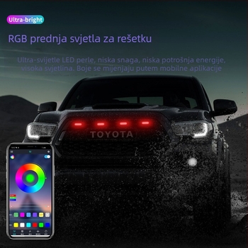 LED svjetlo za masku automobila sa žutim dnevnim svjetlom i upozoravajućim signalom, univerzalno za SUV i terenska vozila, dekorativno višebojno strobiranje