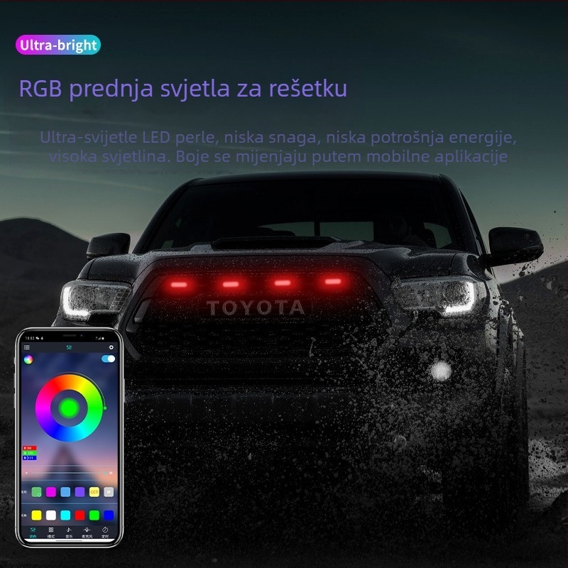 LED svjetlo za masku automobila sa žutim dnevnim svjetlom i upozoravajućim signalom, univerzalno za SUV i terenska vozila, dekorativno višebojno strobiranje