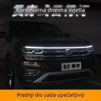 DRL za grilom, univerzalno LED osvjetljenje poklopca motora s dekorativnim svjetlosnim vodilom, vanjski dio automobila