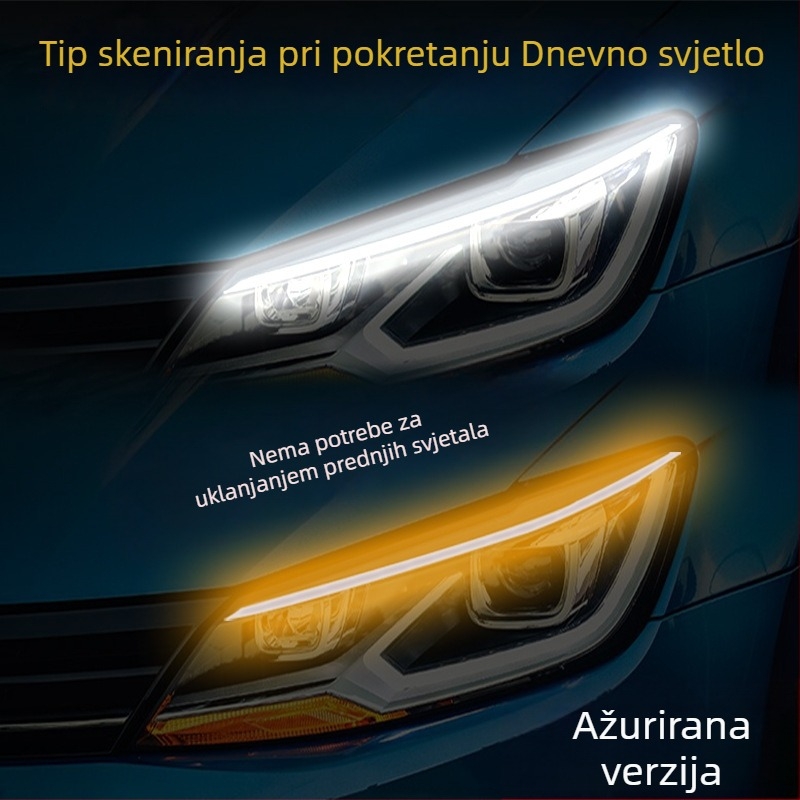 Automobilska LED dnevna svjetla s vodilnom trakom, duljine 30/45/60 cm, bijeli i žuti signal za skretanje s fluidnim učinkom, dekorativna rasvjeta